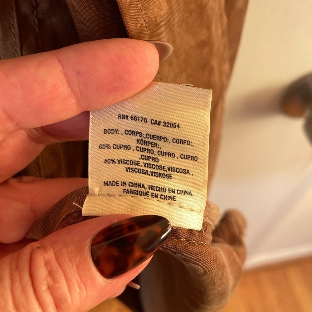 Anthropologie Moth Lightweight Flowy Brown Carrie Trench Coat Cupro Small S - Picture 11 of 11